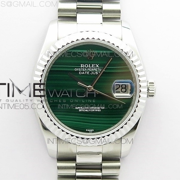 ED공장 롤렉스 데이저스트 36 그린다이얼 DateJust 36mm SS EDF Best Edition Green Malachite Dial on SS President Bracelet A2824