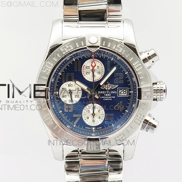 GF공장 브라이틀링 어벤져 스카이랜드 스틸 블루다이얼 브레이슬릿 SKYLAND AVENGER SS BLUE NUMERAL DIAL A7750