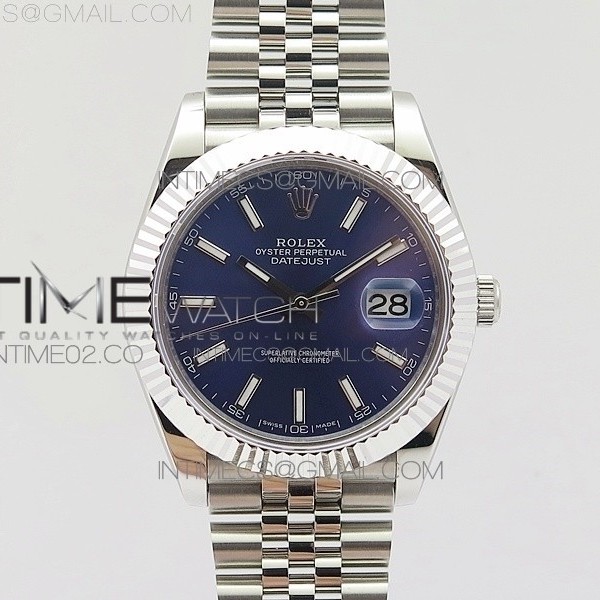 BP 롤렉스 데이저스트 41 스틸 블루다이얼 바인덱스 V2 DATEJUST II 41MM BLUE DIAL SUPERLUMED SMALL STICKS MAKERS ON NEW VERSION JUBILEE BRACELET