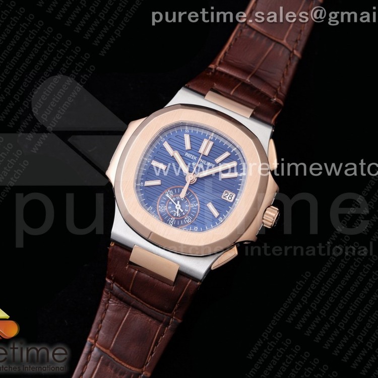 3K공장 노틸러스 로골 블루다이얼 가죽스트랩 Nautilus 5980 SS/RG 3KF Best Edition Blue Dial on Brown Leather Strap A7750