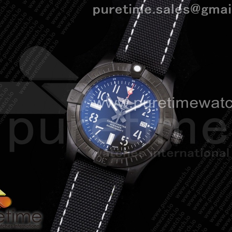 OX공장 브라이틀링 어벤져 PVD 블랙다이얼 나일론스트랩 Avenger Automatic PVD OXF Best Edition Black Dial on Black Nylon Strap A2824