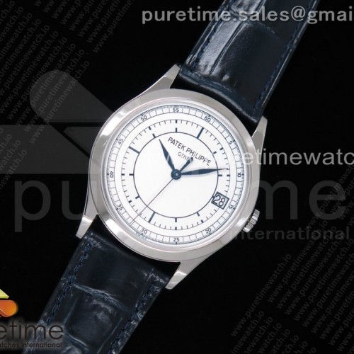 ZF공장 파텍필립 칼라트라바 화이트다이얼 블루핸즈 블루가죽스트랩 Calatrava 5296G SS White Dial Blue Hands on Blue Leather Strap 324CS (Free box)