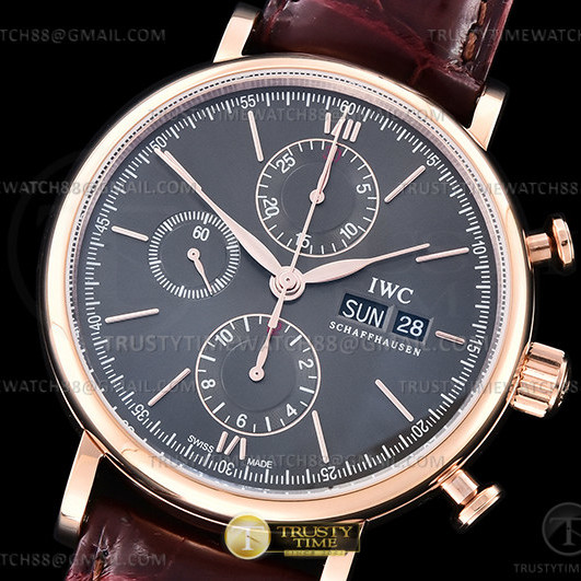 VZ공장 IWC 포르토피노 크로노그래프 로즈골드금통 그레이다이얼 가죽스트랩 IWC0520B - Portofino Chrono IW3910-21 RG/LE Grey/Stk VZF A7750