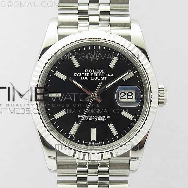 BP공장 롤렉스 데이저스트 36 스틸 블랙다이얼 플루티드베젤 쥬빌레브레이슬릿 3235 DateJust 36mm 126234 904L Steel New Version Black Dial on Jubilee Bracelet