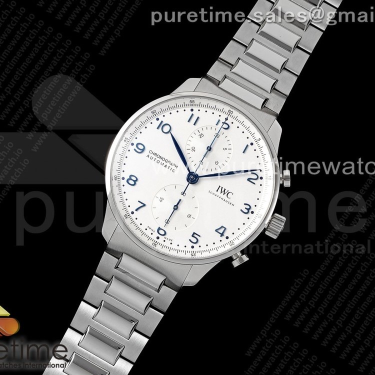 AZ공장 IWC 포르투기저 화이트다이얼 브레이슬릿 3716 Portuguese Chrono IW3716 SS AZF 1:1 Best Edition White Dial Blue Markers on SS Bracelet A69355