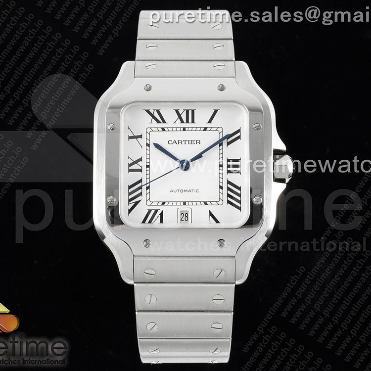 3K공장 까르띠에 산토스 드 까르띠에 40 스틸 화이트다이얼 브레이슬릿 Santos de Cartier 40mm SS 3KF 1:1 Best Edition White Dial on SS Bracelet MIYOTA 9015