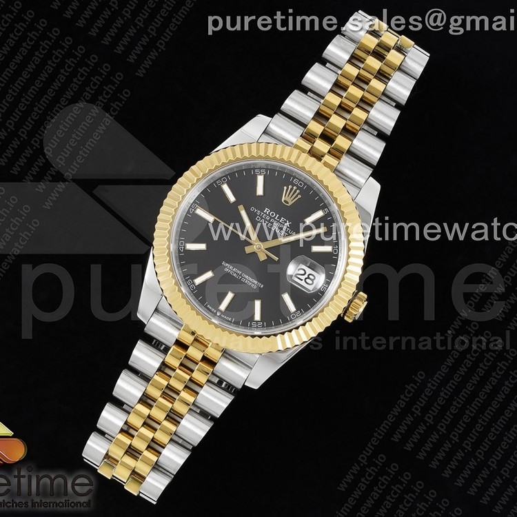 DIW공장 롤렉스 데이저스트 41 옐로우골드콤비 블랙다이얼 플루티드베젤 쥬빌레브레이슬릿 DateJust 41 126333 DIWF 1:1 Best Edition 904L Steel Black Dial on SS/YG Jubilee Bracelet SA3235