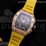 KV공장 V3 RM011 로골 크리스탈다이얼 러버 RM011 RG Chrono KVF 1:1 Best Edition Crystal Dial Black on Yellow Rubber Strap A7750 V3