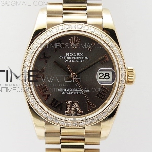 BP공장 롤렉스 데이저스트 31 로즈골드금통 그레이다이얼 브레이슬릿2813 Datejust 31mm 278275 RG Dia Bezel Gray Roman Markers Dial @6 Dia on RG President Bracelet