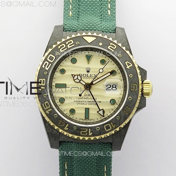 DIW공장 롤렉스 GMT마스터 골드다이얼 나일론스트랩 GMT Carbon DIWF Best Edition Gold Dial on Black Nylon Strap SA3186 CHS