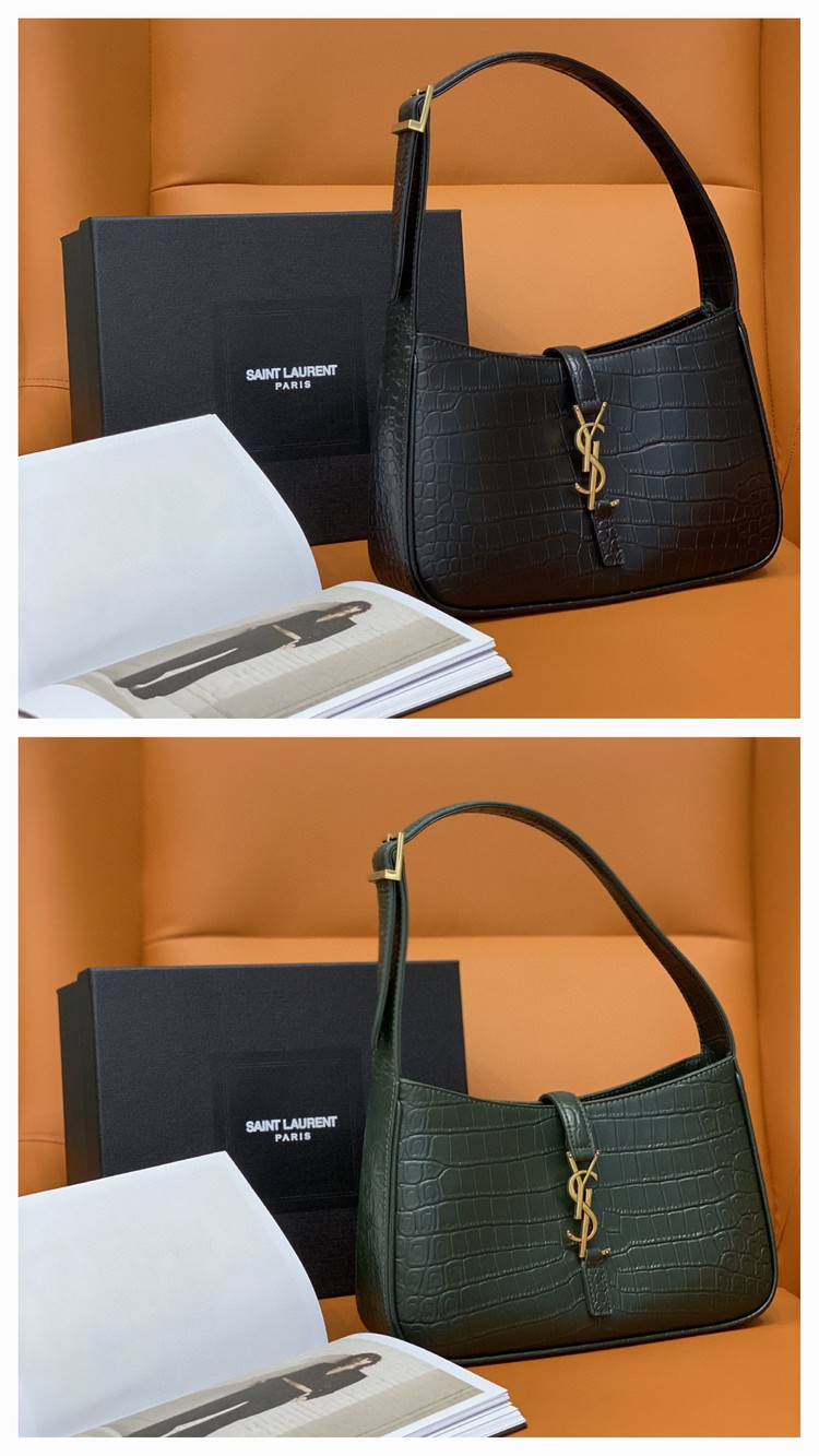 생로랑 YSL 스몰 호보백 Y657228 크로커다일 패턴