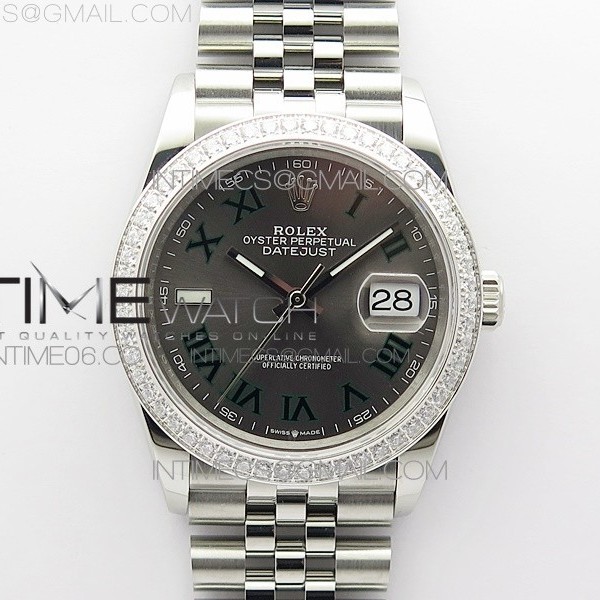 BP공장 롤렉스 데이저스트 36 스틸 슬레이트로만다이얼 다이아몬드베젤 쥬빌레브레이슬릿 DateJust 36 SS 126284 BP 1:1 Best Edition New Blue Dial on Jubilee Bracelet