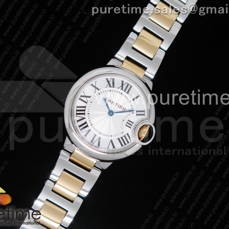 AF공장 까르띠에 발롱블루 33MM 로즈골드콤비 화이트다이얼 브레이슬릿 Ballon Bleu 33mm SS/RG White Textured Dial on SS/RG Bracelet Jap Quartz