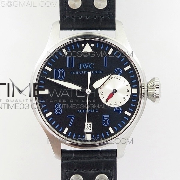 ZF공장 IWC 빅파일럿 스틸 블랙다이얼 블루넘버인덱스 가죽스트랩 BIG PILOT IW5009 BLACK DIAL BLUE NUMBERS ON BLACK LEATHER STRAP A51111