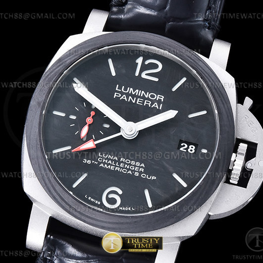 VS공장 파네라이 PAM1096 루나로사 GMT 가죽스트랩 Lum. Luna Rossa GMT TI/LE Blk VSF P9010