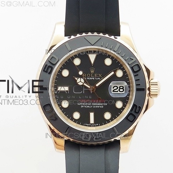 AR공장 롤렉스 요트마스터 에버로즈골드 YACHT-MASTER 116655 RG BLACK CERAMIC BEZEL ON OYSTERFLEX RUBBER STRAP SH3135