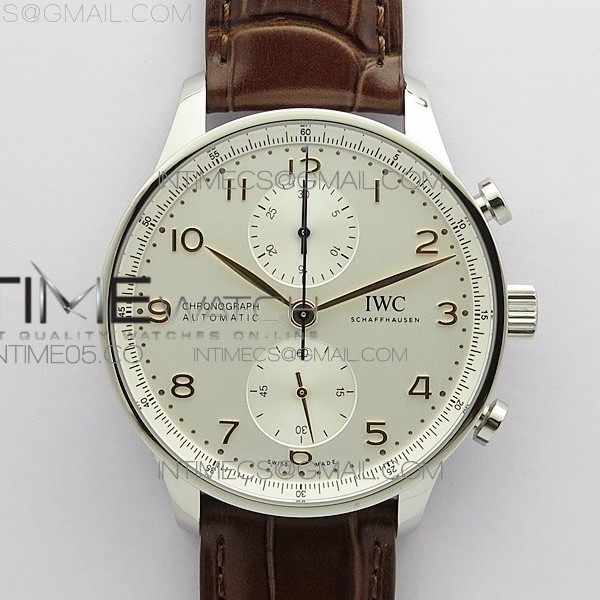 ZF공장 V3 포르투기저 화이트다이얼 가죽스트랩 Portuguese IW371604 ZF V3 1:1 Best Edition SS White Dial RG Markers on Brown Leather Strap A96355