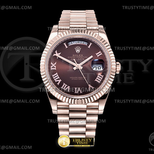 GM공장 V3 롤렉스 데이데이트 40 로골 브라운다이얼 2836 DayDate 40mm Pres Flt RG/RG Brown/Rmn GMF V3 A2836