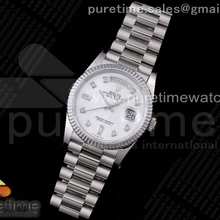 GM공장 데이데이트 36 자개다이얼 2836 Day Date 36 128239 GMF 1:1 Best Edition 904L Steel White Dial Diamonds Markers on Bracelet A2836