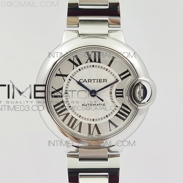 AF공장 까르띠에 발롱블루 33MM 스틸 화이트다이얼 브레이슬릿 BALLON BLEU 33MM SS WHITE TEXTURED DIAL ON SS BRACELET CAL.076