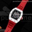 KV공장 V3 RM055 세라믹 스켈레톤다이얼 러버 RM055 White Ceramic KVF Best Edition Skeleton Dial Red on White Rubber Strap MIYOTA8215 V3