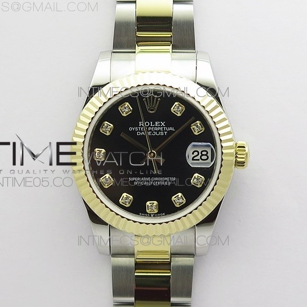 BP 롤렉스 데이저스트 31 옐로우골드콤비 블랙다이얼 2813 Datejust 31mm 278273 SS/YG BP Best Edition Black Diamonds Markers Dial on SS/YG Oyster Bracelet