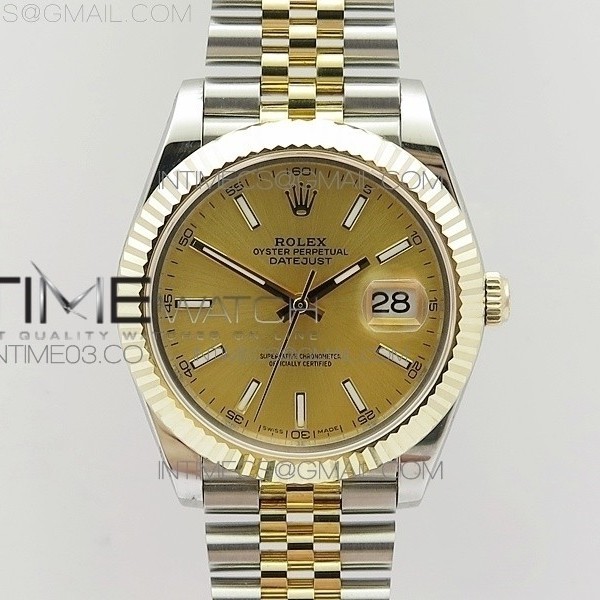 BP공장 롤렉스 데이저스트 41 콤비 샴페인 바인덱스다이얼 14K포금브레이슬릿 DATEJUST II 41MM 14K YG WRAPPED GOLD STICK MAKERS DIAL ON NEW VERSION JUBILEE BRACELET