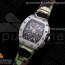 KV공장 V3 RM011 크리스탈다이얼 러버 RM011 SS Chrono KVF 1:1 Best Edition Crystal Dial Black on Green Camo Rubber Strap A7750 V3