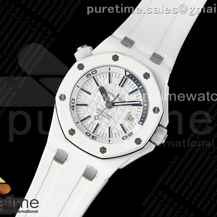 APS공장 오데마피게 로얄오크오프쇼어 다이버 15707 화이트세라믹베젤 러버스트랩Royal Oak Offshore Diver 15707 White Ceramic APSF 1:1 Best Edition SA3120 Super Clone