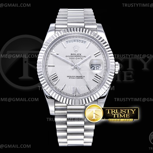 GM공장 롤렉스 데이데이트 40 화이트4분면다이얼 2836 DayDate 40mm 904L Flt SS/SS Wht Roman GMF A2836