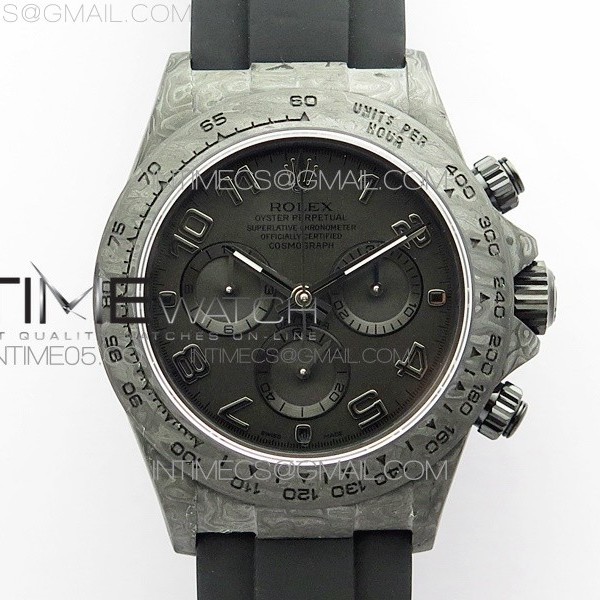 OM공장 데이토나 DIW 카본 러버스트랩 4130 Daytona DIW Carbon OMF Best Edition Black Dial Numbers Markers on Black Rubber Strap A4130