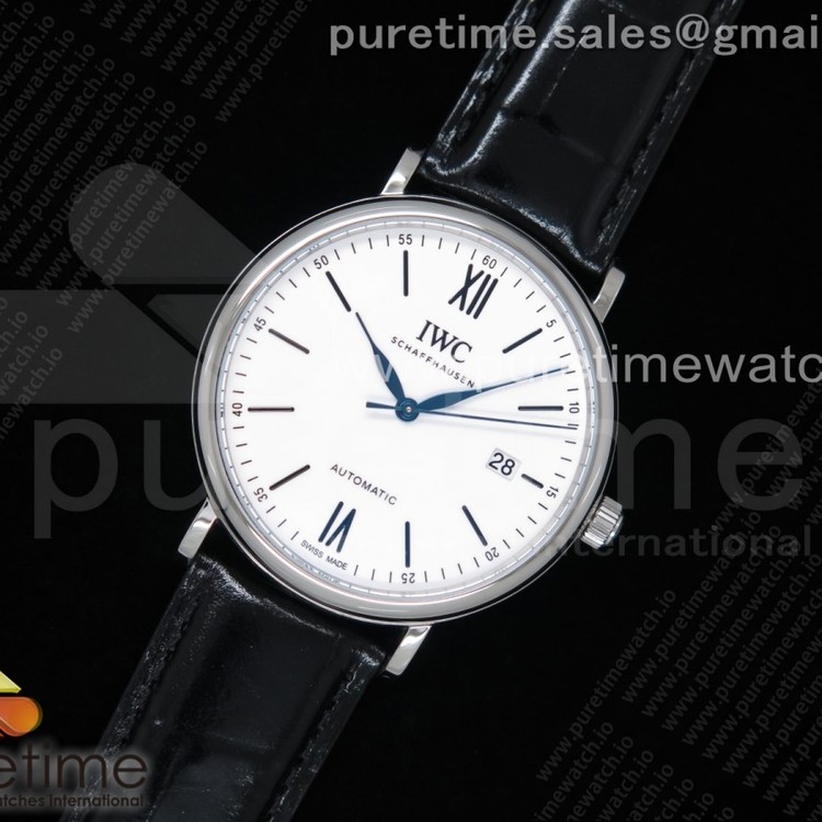 FK공장 IWC 포르토피노 스틸 화이트다이얼 가죽스트랩 Portofino Automatic SS White Dial Blue Markers on Black Leather Strap A2892