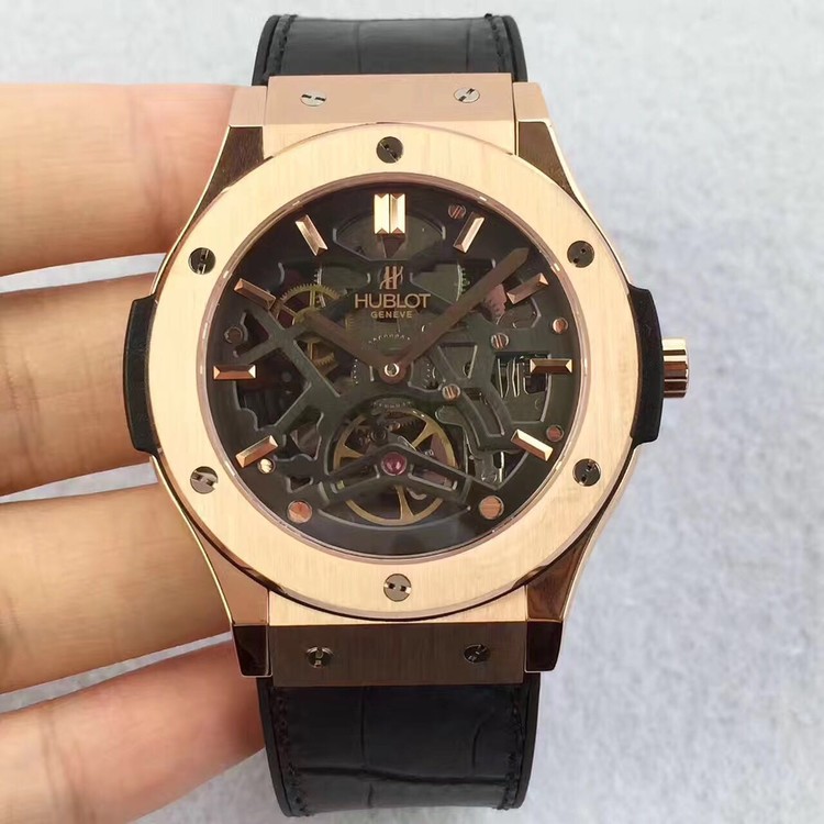 TF공장 위블로 클래식퓨전 스켈레톤 페이크투어빌론 금장 블랙다이얼 HUBLOT Classic Fusion Skeleton Fake Tourbillon RG&Black Dial