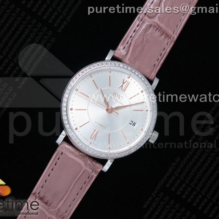 MF공장 포르토피노 37MM 실버다이얼 악어스트랩 Portofino Automatic 37 SS Silver Dial RG Markers on Purple Crocodile Strap A35111