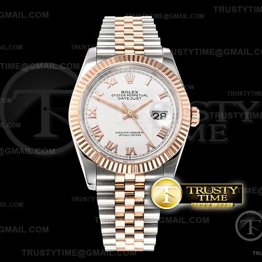 BP공장 롤렉스 데이저스트 36 로즈골드 콤비 화이트다이얼 브레이슬릿 DateJust 36mm Jub Flt RG/SS White/Rmn BP A2813