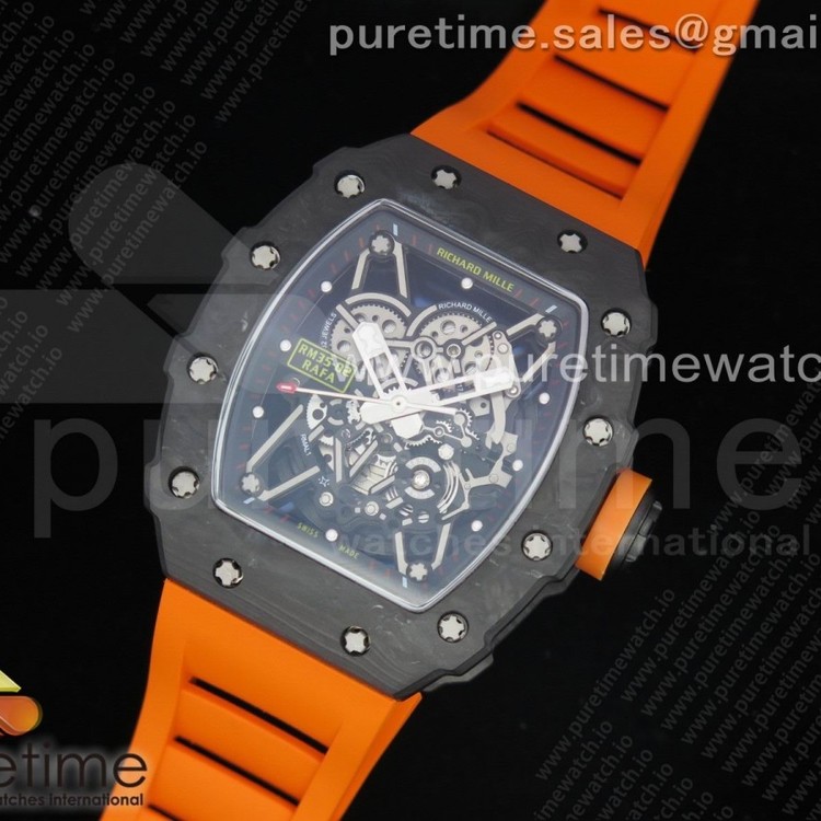 KV공장 V3 리차드밀 RM035-02 스켈레톤다이얼 러버스트랩 RM035-02 Skeleton Dial Orange on Orange Rubber Strap MIYOTA8215 V3