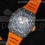 KV공장 V3 리차드밀 RM035-02 스켈레톤다이얼 러버스트랩 RM035-02 Skeleton Dial Orange on Orange Rubber Strap MIYOTA8215 V3