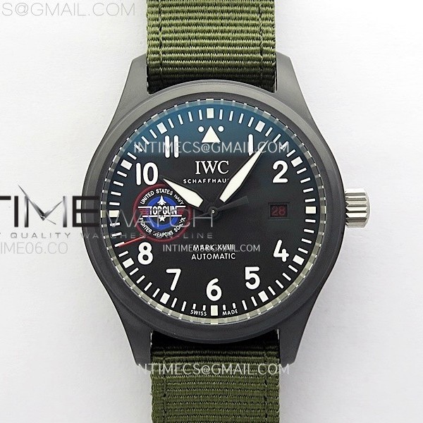 ZF공장 탑건SFTI 세라믹 블랙다이얼 그린나일론스트랩 Mark XVIII Top Gun "SFTI" Black Ceramic IW324712 ZF 1:1 Best Edition on Green Nylon Strap A32111