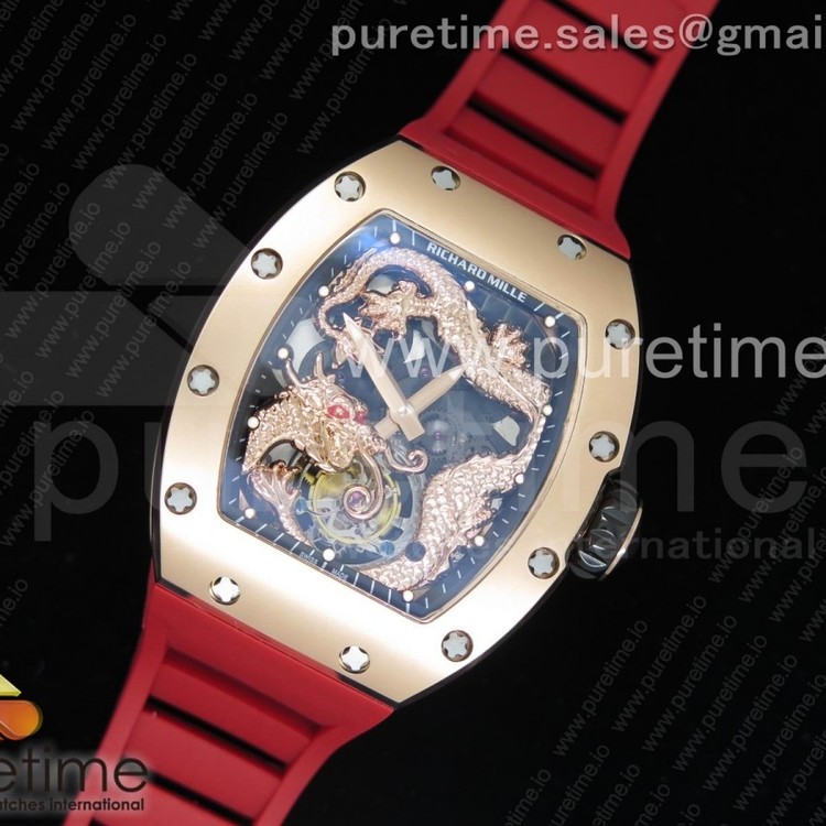 tw공장 리차드밀 RM057 투어빌론 로즈골드 드래곤다이얼 레드러버스트랩 RM057 Tourbillon RG Dragon Dial on Red Rubber Strap