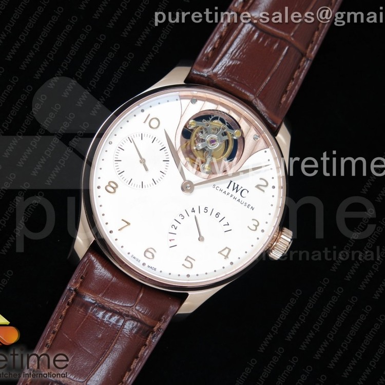 ZF공장 IWC 포르투기저 투어빌론 로즈골드금장 화이트다이얼 가죽스트랩 IWC Portuguese Tourbillon IW5046 RG White Dial on Brown Leather Strap