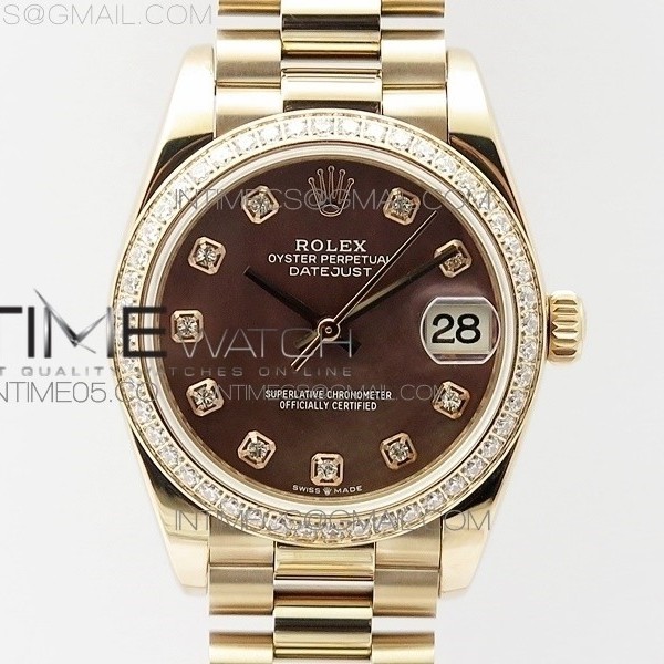 BP공장 롤렉스 데이저스트 31 로즈골드금통 브라운다이얼 브레이슬릿2813 Datejust 31mm 278275 RG Dia Bezel Brown Roman Crystal Markers Dial on RG President Bracelet