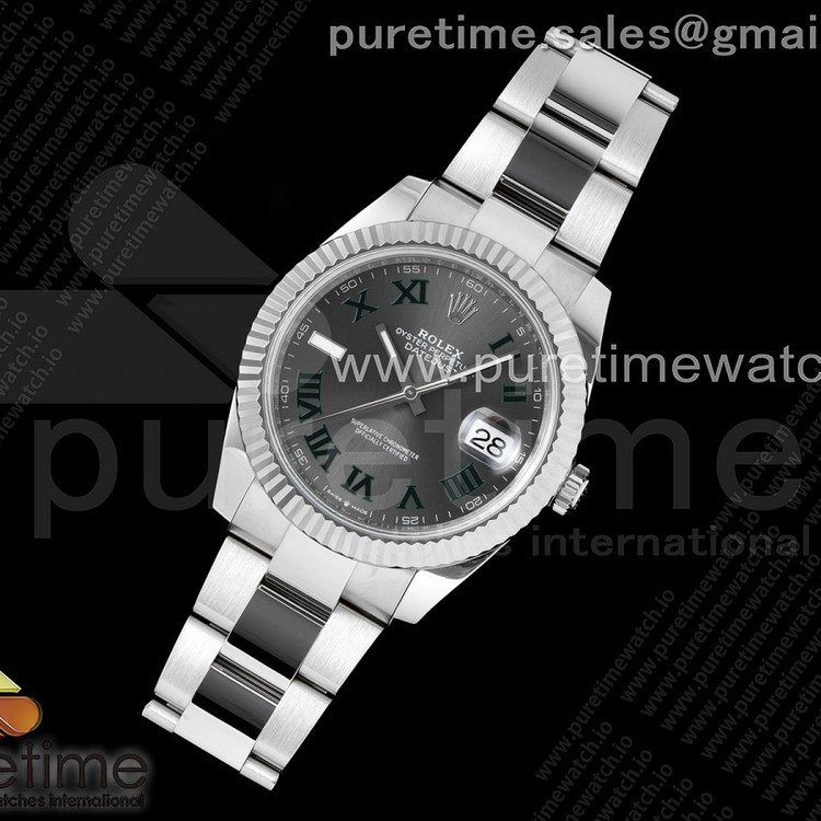 NTF공장 롤렉스 데이저스트 41 스틸 슬레이트로만다이얼 플루티드베젤 오이스터브레이슬릿 DateJust 41 126334 NTF 1:1 Best Edition 904L Steel Gray Dial Green Roman on Oyster Bracelet VR3235