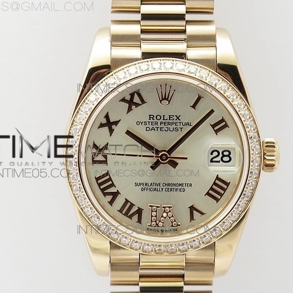 BP공장 롤렉스 데이저스트 31 로즈골드금통 실버다이얼 브레이슬릿2813 Datejust 31mm 278275 RG Dia Bezel Silver Roman Markers Dial @6 Dia on RG President Bracelet