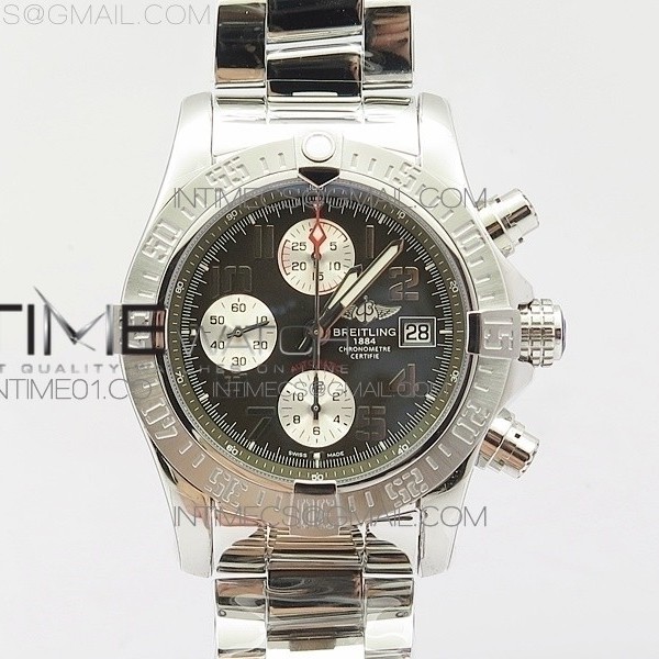 GF공장 브라이틀링 어벤져 스카이랜드 스틸 그레이다이얼 브레이슬릿 SKYLAND AVENGER SS GRAY NUMERAL DIAL WHITE SUBDIAL A7750