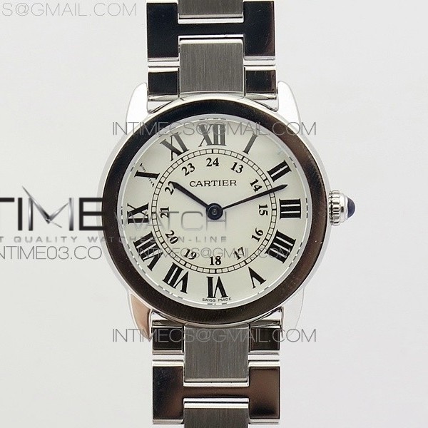 K11공장 까르띠에 롱드솔로 29MM 스틸 화이트다이얼 브레이슬릿 RONDE SOLO DE CARTIER 29MM WHITE DIAL ON SS BRACELET RONDA QUARTZ