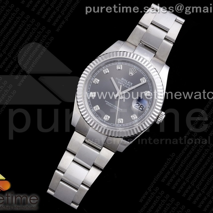 RE공장 롤렉스 데이저스트 41 그레이다이얼 브레이슬릿 New DateJust 41 126334 SS Gray Dial Diamonds Markers on Oyster Bracelet A3235 Clone