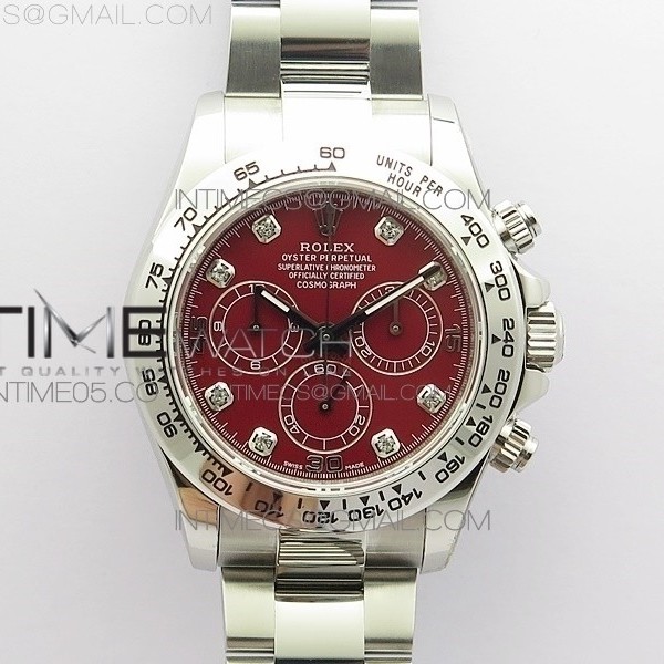 UB공장 데이토나 레드다이얼 Daytona 116520 SS UBF Best Edition Red Diamonds Markers Dial on SS Bracelet A7750