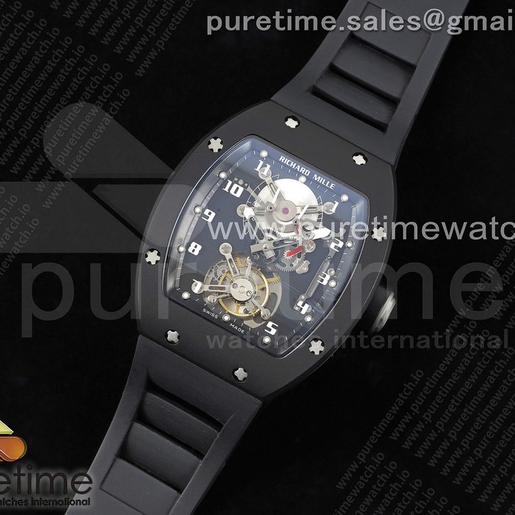 3K공장 리차드밀 RM001 투어빌론 PVD블랙케이스 블랙다이얼 러버스트랩 RM001 Tourbillon PVD 3KF Best Edition Black Dial on Black Leather Strap