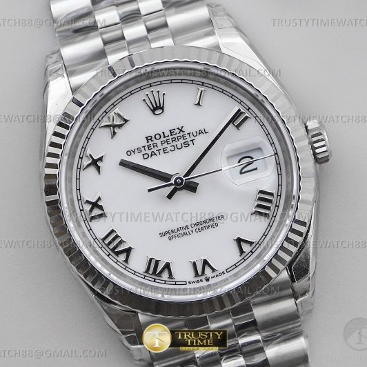 VS공장 롤렉스 데이저스트 36 로만인덱스 화이트다이얼 플루티드베젤 쥬빌레브레이슬릿 DateJust 36 SS 126234 VSF 1:1 Best Edition 904L Steel White Roman Dial on Jubilee Bracelet VS3235