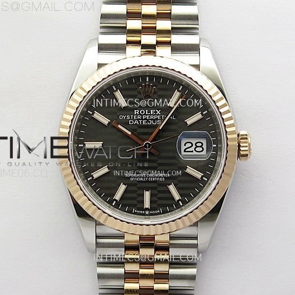 VS공장 롤렉스 데이저스트 36 로즈골드콤비 그레이플루티드다이얼 쥬빌레브레이슬릿 DateJust 36 SS 126231 904L SS/RG VSF 1:1 Best Edition Gray Fluted Dial Sticks Markers on Jubilee Bracelet VS3235